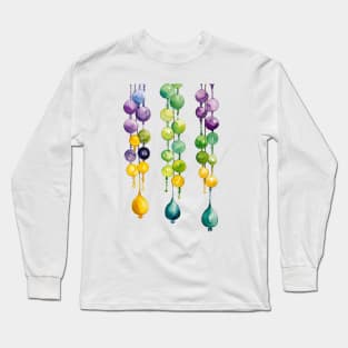 Hanging Mardi Gras Beads in Gold, Green and Purple Long Sleeve T-Shirt